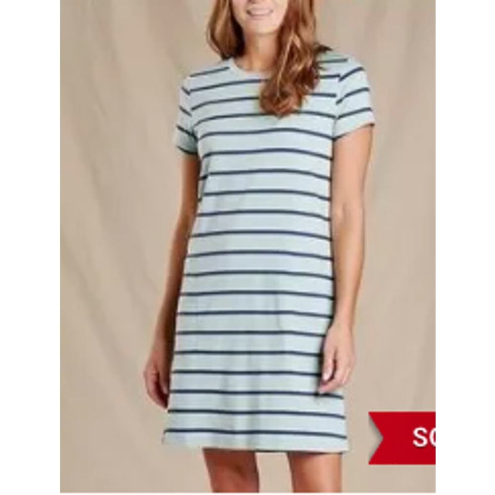 Toad&Co Organic Blue Stripe T-Shirt Dress XS‎